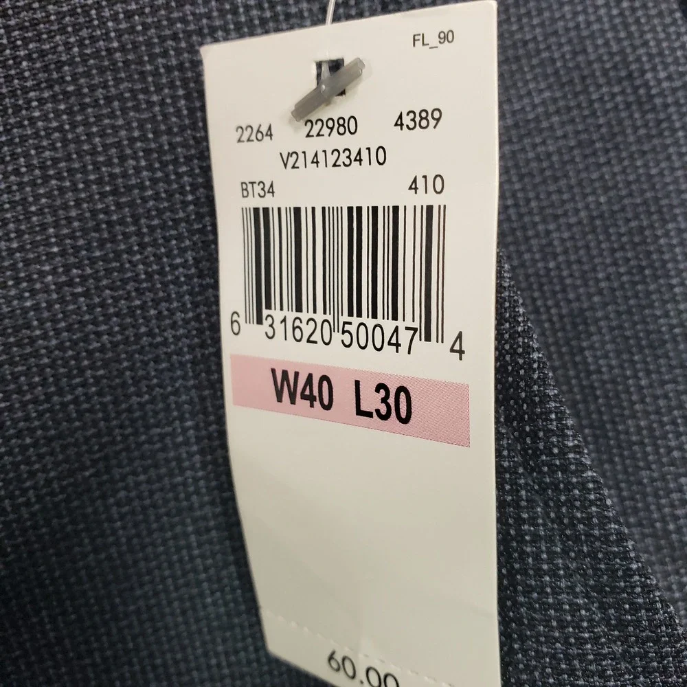 Van Heusen Mens Traveler Straight Fit Pants‎ 40x30 Navy Blue Non-Iron